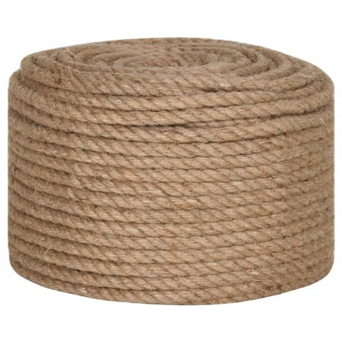 Homgoday Jute Rope Hemp Rope Garden String Parcel Cord Rope Heavy Rope Craft Cord for Garden, Crafts, Floristry, DIY Gardening and Decoration 25 m Length 12 mm Thickness