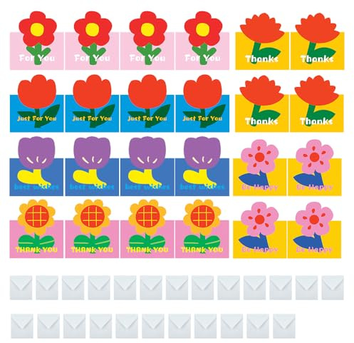 WYAN 24 Pezzi Biglietto Fiore Pop-Up,Biglietti di ringraziamento,Biglietto di auguri floreale con busta,per Natale, compleanni, matrimoni, lauree, baby shower(6 stili)