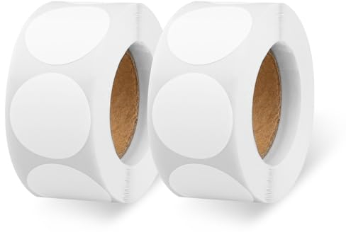 Klebepunkte Weiß, 1000 Stk 25mm Runde Aufkleber Stickers, Kreisaufkleber, 2 Klebepunkte auf Rolle, Kleine Klebepunkte Weiß für Kalende Planer(White)