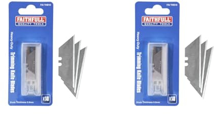 Faithfull FAITKB10 10 Heavy Duty Trim Knife Blades in Dispenser (Pack of 2)