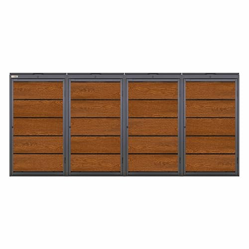 BIO Stefan Dagobert Mülltonnenbox 4er für 240 Liter Mülltonne | verzinkter Stahl | robuste Mülltonnenverkleidung | Müllbox, Müllhaus | verwendbar als Paketbox | Box für Mülltonnen (240 L - 4er)