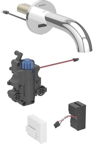 Robinetterie de lavabo Geberit Piave, saillie 220mm, avec mitigeur thermostatique, alimentation au réseau, pour boîtier de fonction encastré, 116.287.21.1, Couleur: Chromé brillant