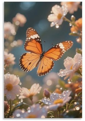 Quadro 3D a olio su tela, motivo: farfalle, decorazione da parete per la casa, soggiorno, camera da letto, 40 x 60 cm