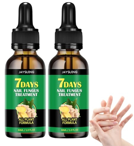 Tratamiento de hongos de uñas de 7 días, soporte de uñas de jengibre CUIDADO, 1 FL.OZ Multi-usose uñas de reparación de suero, para uñas finas, frágiles, peladas y agrietadas (2pcs)