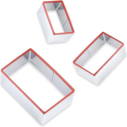 3 Pcs Rectangle Cookie Cutter Set, Food-Grade Stainless Steel, Large Biscuit Cutter, Sandwich Cutter Shapes for Kids, 3 4 5