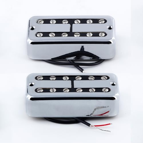 FLEOR Alnico 2 Electric Guitar Humbucker Neck 3-4K+Bridge 4-5K Pickup Set for FT Style Guitar,Chrome