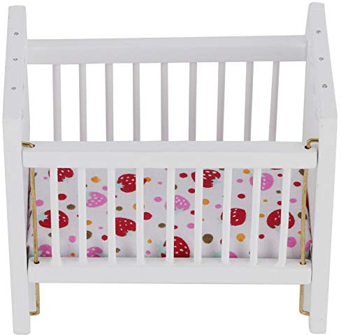 Hethlif Dollhouse Bed, Baby Cribs for Fake Dolls, Mini Bed Doll House Furniture with Mattress 1:12 Scale Baby Doll Crib accessories for Girls