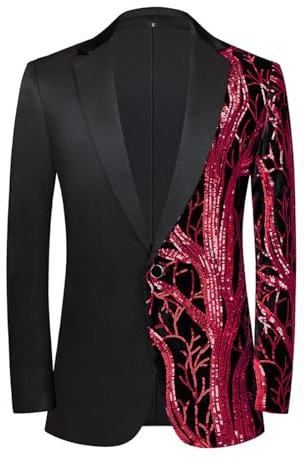 Blazer Homme Chic et Elegant Blazers à Paillettes pour Hommes Cadeau Coupe Ajustée Veste Costume Veste de Loisirs Un Bouton Costume de Performance Costumes et Vestes de Carnaval pour Mariage Fête