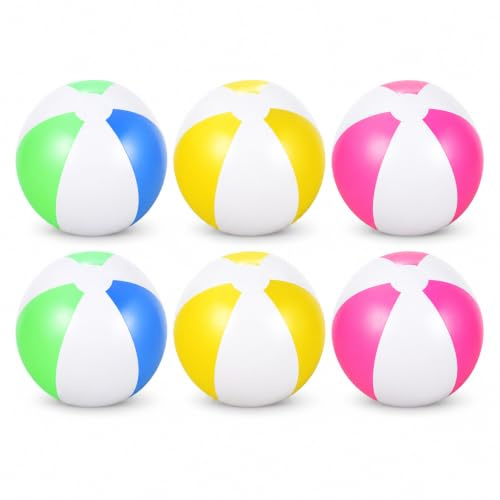 Beach Ball Set Durable Colorful Toy for Beach Racket Replacement 6Pcs for Entertainment Game and Decoration, Made of PVC for All Ages