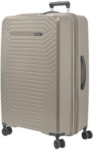 SISET Air Nova - Maleta de Viaje Grande (23Kg) Expandible (76x52x32/35cm), Fabricada en Polipropileno, 4 Ruedas Dobles Silenciosas y Cerradura Combinación TSA. (Grande XL), (115L), (4.5kg), (Beige).