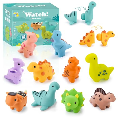 JOYBOY Montessori-leksak med 10 dinosaurier, färgsortering och stapling för barn från 1, 2, 3 år, motorikleksak för att främja finmotoriken, present till födelsedagar, jul och barnens dag
