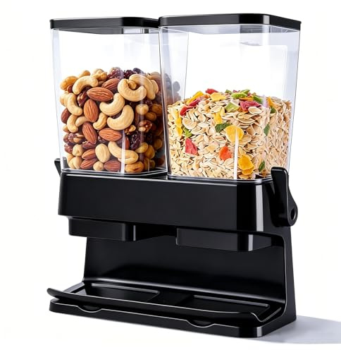 YNNHUDEEP Set di 2 dispenser per cereali, 3 l, ermetici, di grande capacità, per conservare il riso automatico, contenitori trasparenti con coperchio, per cereali, snack e cereali, colore nero