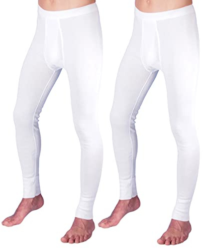 HERMKO 3540 Lot de 2 caleçons Longs pour Homme Long Johns (Autres Couleurs), 100% Coton Biologique, Taille:4 (L), Couleur:Blanc