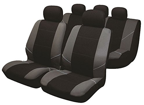 UKB4C Black/Grey Full Set Front & Rear Car Seat Covers for Corsa Hatchback All Models