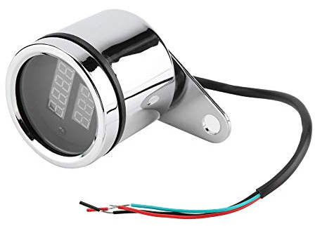 Elektronisk varvräknare, 2-i-1 motorcykel LED digital voltmeter varvräknare mätare metall mätare hastighetsmätare