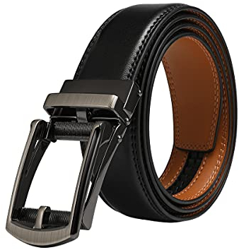 VRLEGEND Ledergürtel Herren Automatik - Verstellbar Anzuggürtel & Jeansgürtel für Männer 3,5cm breit mit Geschenkbox (120cm,Schwarz)