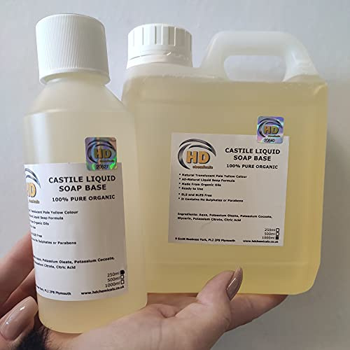 Castile Liquid Soap Base Organic Free from SLS SLES Sulphate and Paraben (1000ml (1L))