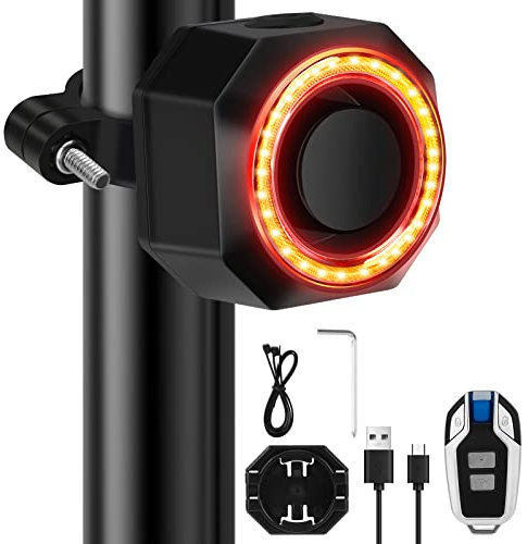 zerotop Allarme Antifurto Bici, Allarme Antifurto Per Moto Veicoli con Fanale Posteriore, Allarme antifurto per Bici con Telecomando e supporto, Impermeabile Ricaricabile Batteria 110 dB Super Loud