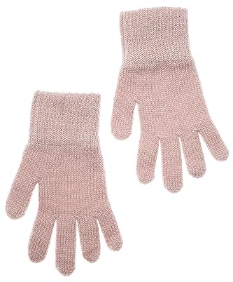 KNITAS Guantes de lana de punto para niños I Guantes cálidos de invierno de doble capa para niños y niñas de 5 a 7 años I Guantes cómodos y suaves en color rosa - Talla 6, Rosa., Größe 6 (für 5-7