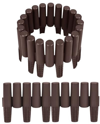 XINZI Bordure de pelouse en plastique de 5,6 m - Parterre - Bois - Clôture - Palissade - Décoration de jardin (20 pièces, marron)
