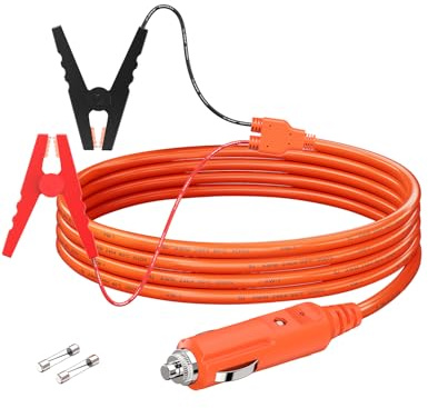 Lonnky 12V Alligatorklämma till Tändstiftskontakt för Jackery, Bluetti, Anker, 14AWG Bil Tändstiftskontakt till Batteriklämmor Adapter för Solgeneratorer och Energistationer (2 Meter)