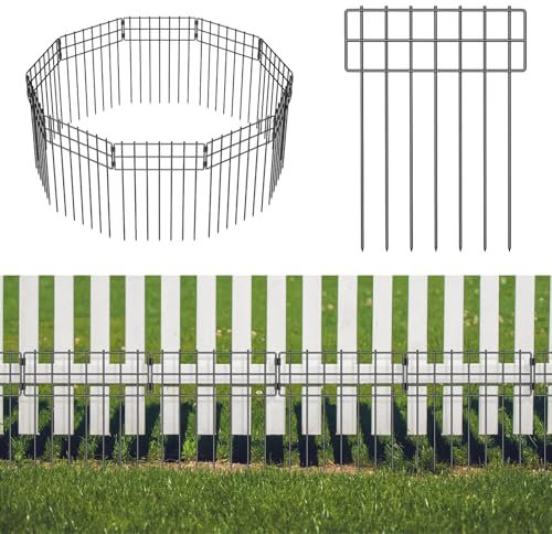 LIANTRAL Valla decorativa para jardín, paquete de 10 unidades, valla de alambre de metal, barrera de animales, panel de valla inoxidable para exteriores, barrera de animales, borde de cama de flores