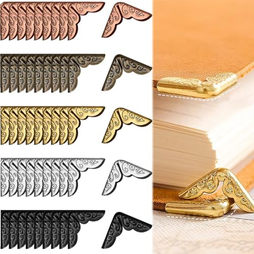 100 Pieces Metal Corner Protector,Book Corner Protector, Photo Corner for Scrapbooking, Triangular Edge Decor for Books, Book Protection Corner
