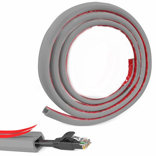Canaleta para cables de pared, autoadhesiva, 2 m x 15 mm, pequeño, para suelo, autoadhesiva, protección para cables, para oficinas, apartamentos, almacenes, hoteles, etc. (gris)