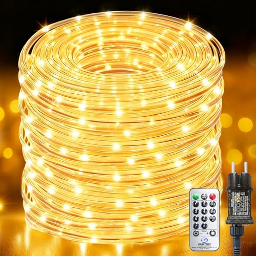 Bzavor Tubo luminoso a LED, 200 LED, 20 m, luce bianca calda, luce decorativa bianca calda