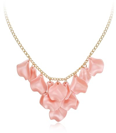 EVER FAITH rosblad halsband för kvinnor, ros blomma ros kronblad uttalande haklapp krage halsband blomma smycken tillbehör för bröllop fest