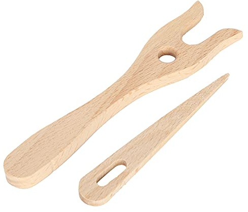 Watris Veiyi Tenedor De Madera, Tenedor De Tejer Para, Agujas De Tejer De Ojo Grande De Madera Herramientas De Tejer Herramientas Para Pulsera Collar