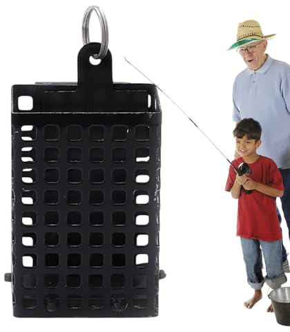 Fyrkantig fiskebait järnbur, fyrkantig fiskeri Tackle Feeder Cage – metall fyrkantig utomhus fiskangrepp, fiskerör, bärbar betesgjutare, karpbur, fiskeinest