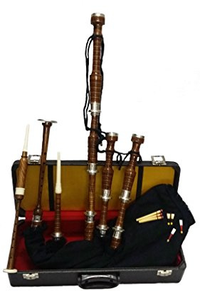 Scottish Great Highland Bagpipes palissandro argento importi/cornamusa con custodia rigida