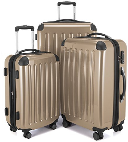 HAUPTSTADTKOFFER Alex - 3er Kofferset, TSA, Trolley-Set, Rollkoffer, Reisekoffer, (S, M & L), Champagner