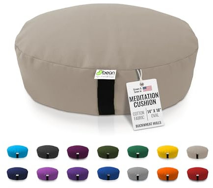 Bean Products Oval Zafu Meditation Cushion, Yoga Pillow 14x18 - Natural