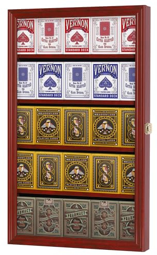The Playing Card Frame - 25 Deck Holder Display Case Frame Wall Mount (Mahogany)