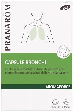PRANAROM - Aromaforce - Cápsulas Bronquios - Salud Respiratoria - Con Aceites Esenciales 100% BIO - 30 Cápsulas
