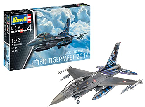 Revell Modellbausatz Lockheed Martin F-16D Tigermeet 2014, Flugzeugmodell, Originalgetreue Nachbildung mit detaillierter Karosserie, präzisen Abziehbildern und authentischen Designdetails