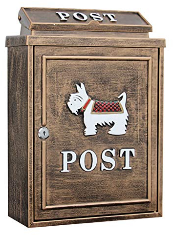 FYZS Wandmontage Briefkasten mit Top-Slot, Messingschloss und Montage-Hardware, für Vorgarten, antikes Gold (Color : Antique Gold)