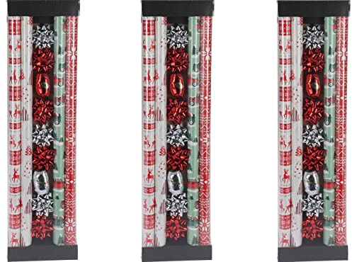 made2trade 3 x 13-delat presentpappersset – 4 x 200 x 70 cm – röd-grön