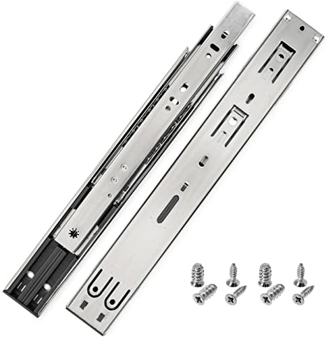 HELPMATE – Glissières de tiroir à fermeture amortie 300 mm – Extension totale – Lot de 2 glissières à billes – Système de glissières pour tiroirs – Acier galvanisé
