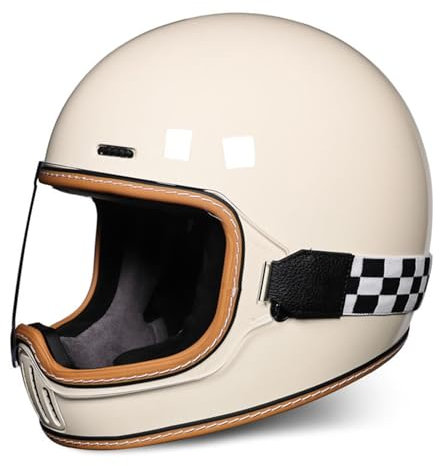 Retro-Integralhelme Motorradhelm Motorrad Scooter Retro Classic Crash Racing Touring ECE-geprüfter Helm,Atmungsaktiv und Warm für Erwachsene Männer Women O,M