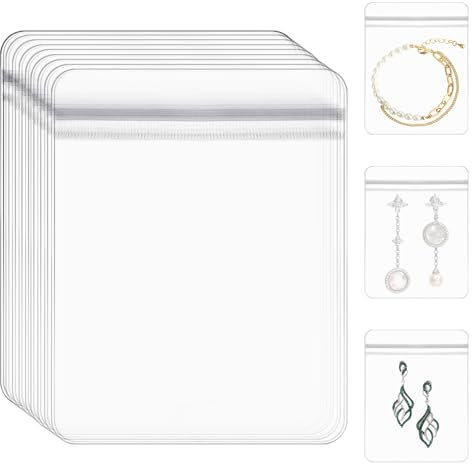 50 sacchetti trasparenti per gioielli, da viaggio, con chiusura lampo, chiusura lampo, per gioielli, alimenti, caramelle, orecchini, bracciali (6 x 8)