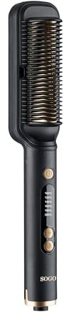 Sogo Cepillo Plancha Pelo con 6 Ajustes de Temperatura desde 100ºC hasta 200°C - Cepillo Alisador Calentamiento Rápido con Función Apagado Automático - Peine Alisador de Cabello con Anillo para Colgar