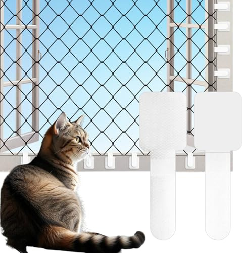 JurciCat 100 Stycken Kattnät För Balkong utan Borrning Utomhus Självhäftande Krokar Fixering För Balkongnät För Katter Kattnät Fixering (utan Kattnät)