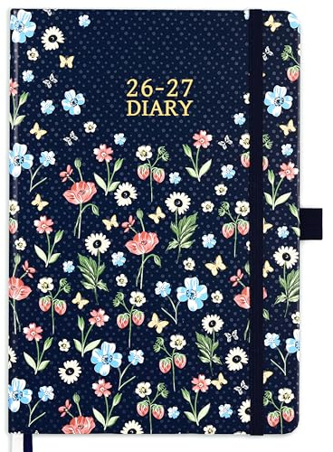 Academic Diary 2026-2027 - Diary 2026-2027 a5 Week to View, Flowers | Weekly Planner from August 2026 to July 2027 with Hard Cover, Pen Loop and Back Pocket, 21.3 x 14.7 x 1.6 cm