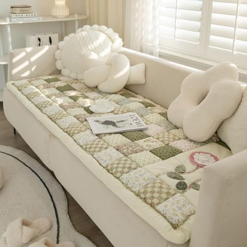 Housses de canapé sectionnel matelassées - Patchwork floral antidérapant tapis de sol doux coussin de chaise pour salon - Housse de jardin chic