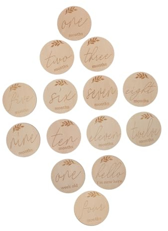 LALAFINA 14pièces Cartes Mensuelles Bois pour Garçon Fille Cartes Souvenirs Étapes Importantes Décorations Mensuelles pour Nourrisson