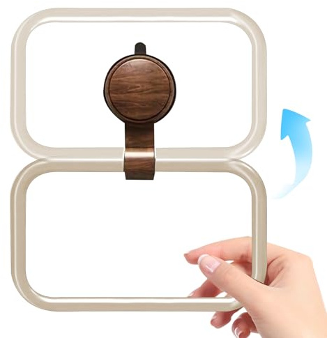 Toallero de – Toallero de Pared de succión al vacío | Sin Taladro Percha oxidada con Marco de Aluminio Vintage Nogal y Espacio | Organizador portátil de baño o Cocina - Dormitorio