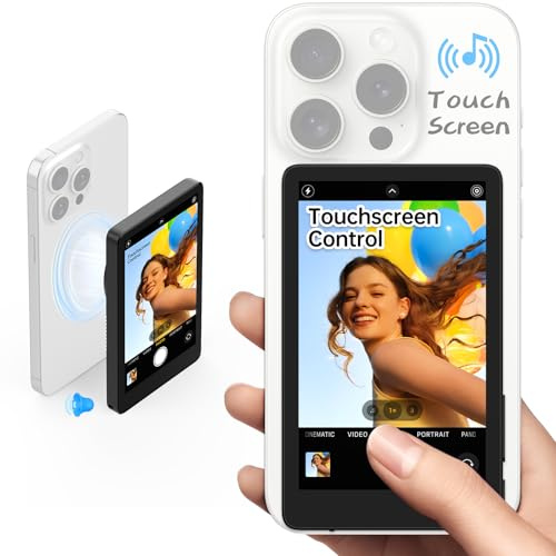 ROTTOGOON Handy Selfie Monitor, Magnetisches Selfie Touchscreen Monitor, Geeignet für Selfies, Vlog- und TikTok-Liveübertragungsszenen, Kompatibel mit iPhone und Android(Schwarz)